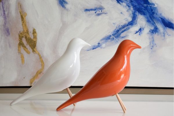 Pássaro Cerâmica Laranja - Complementos de Decoração - Decor Império
